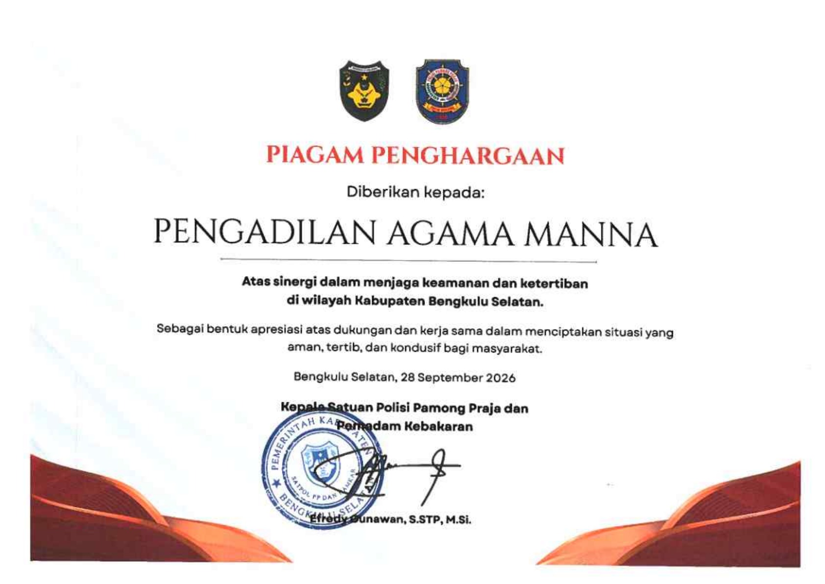piagam dari satpol pp 11zon 1