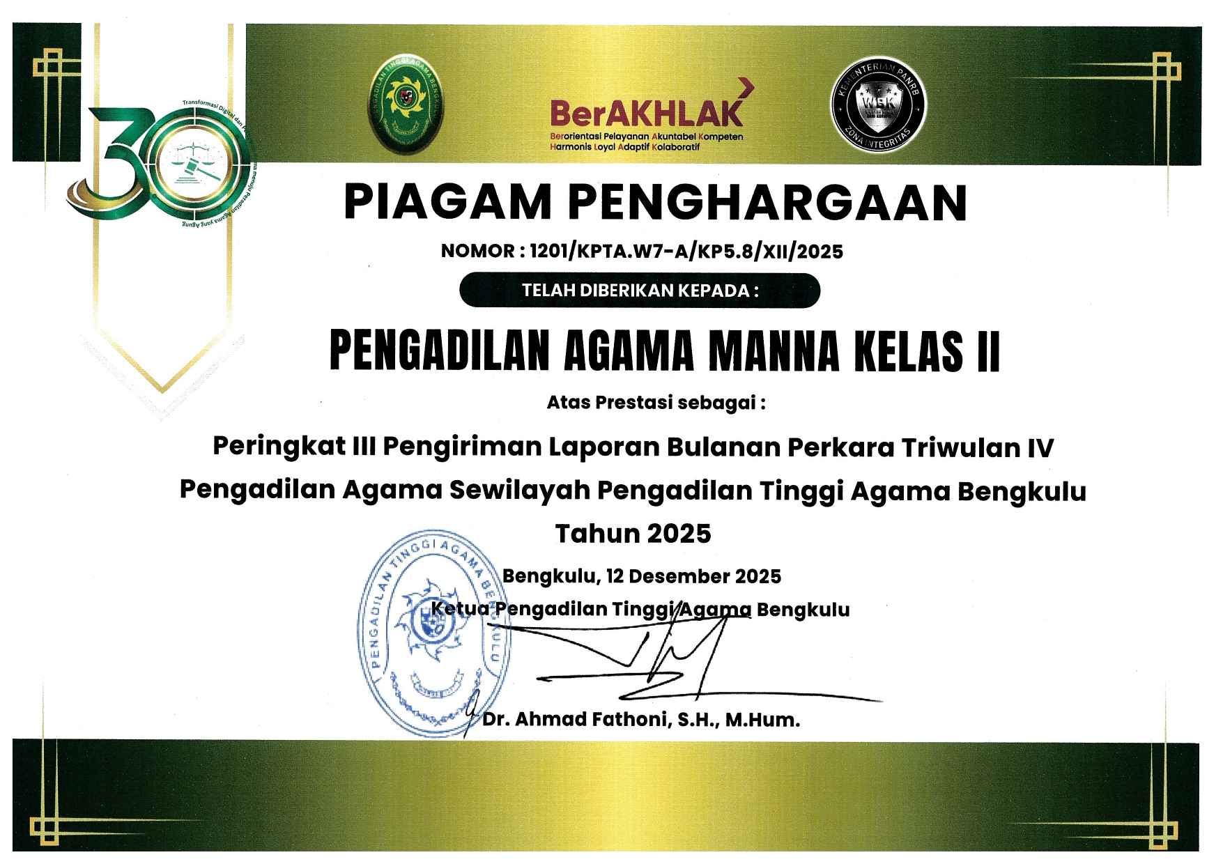 Peringkat III Pengiriman Laponan Bulanan Perkara
