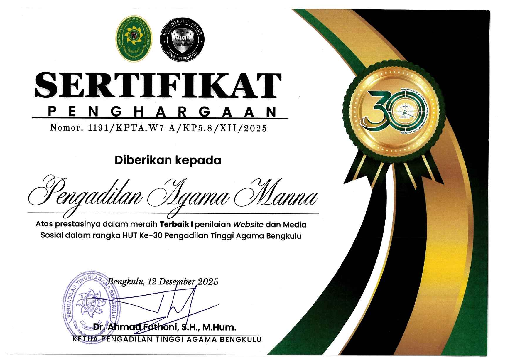 Peringkat I Website dan Medsos